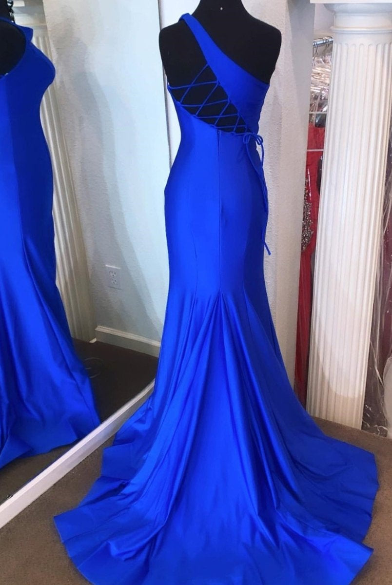 Pink Mermaid One Shoulder Long Prom Dress - KissProm