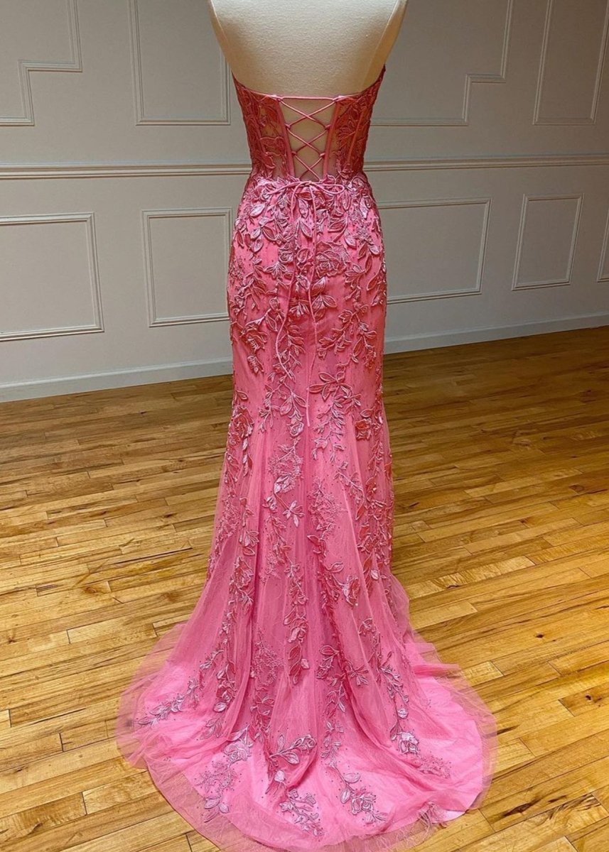 Evie |Mermaid Strapless Lace Prom Dress With Appliques
