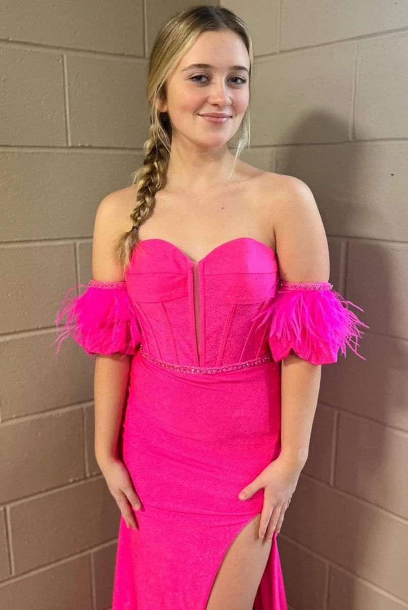 Iliana | Pink Mermaid Strapless Tight Long Prom Dress With Slit - KissProm