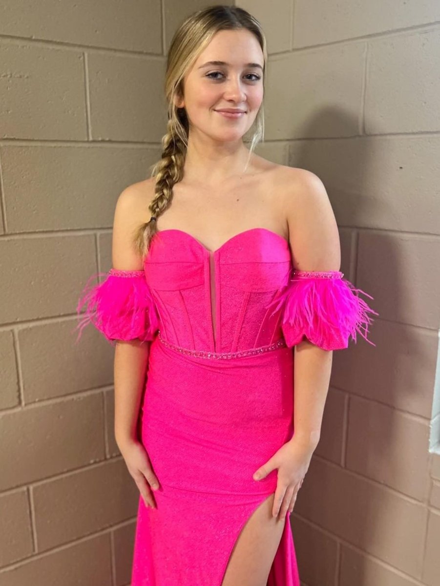 Iliana | Pink Mermaid Strapless Tight Long Prom Dress With Slit - KissProm