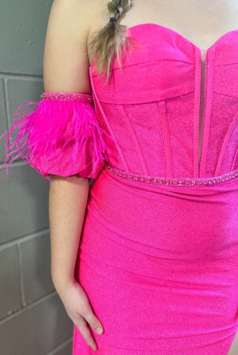 Iliana | Pink Mermaid Strapless Tight Long Prom Dress With Slit - KissProm