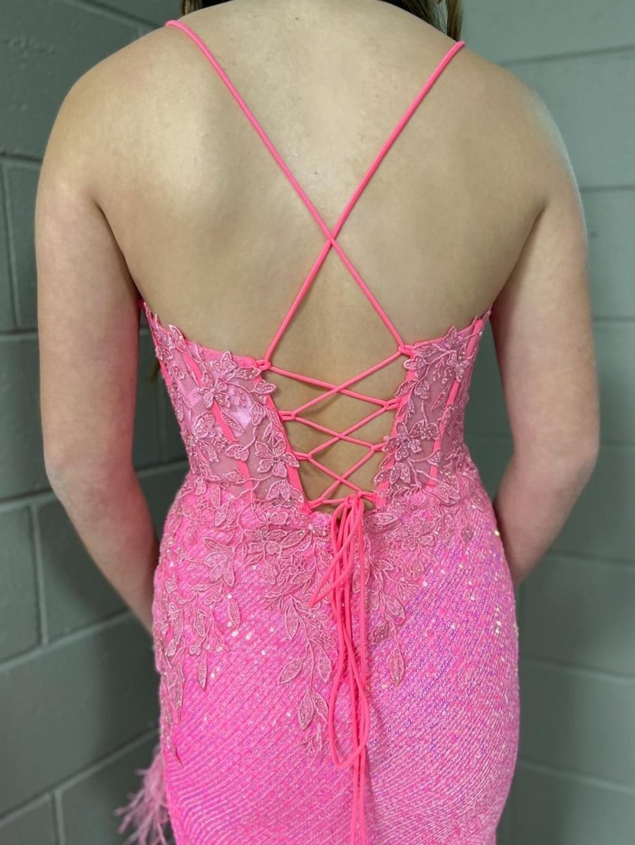 Arlette | Pink Mermaid V Neck Backless Tight Long Prom Dress With Slit - KissProm
