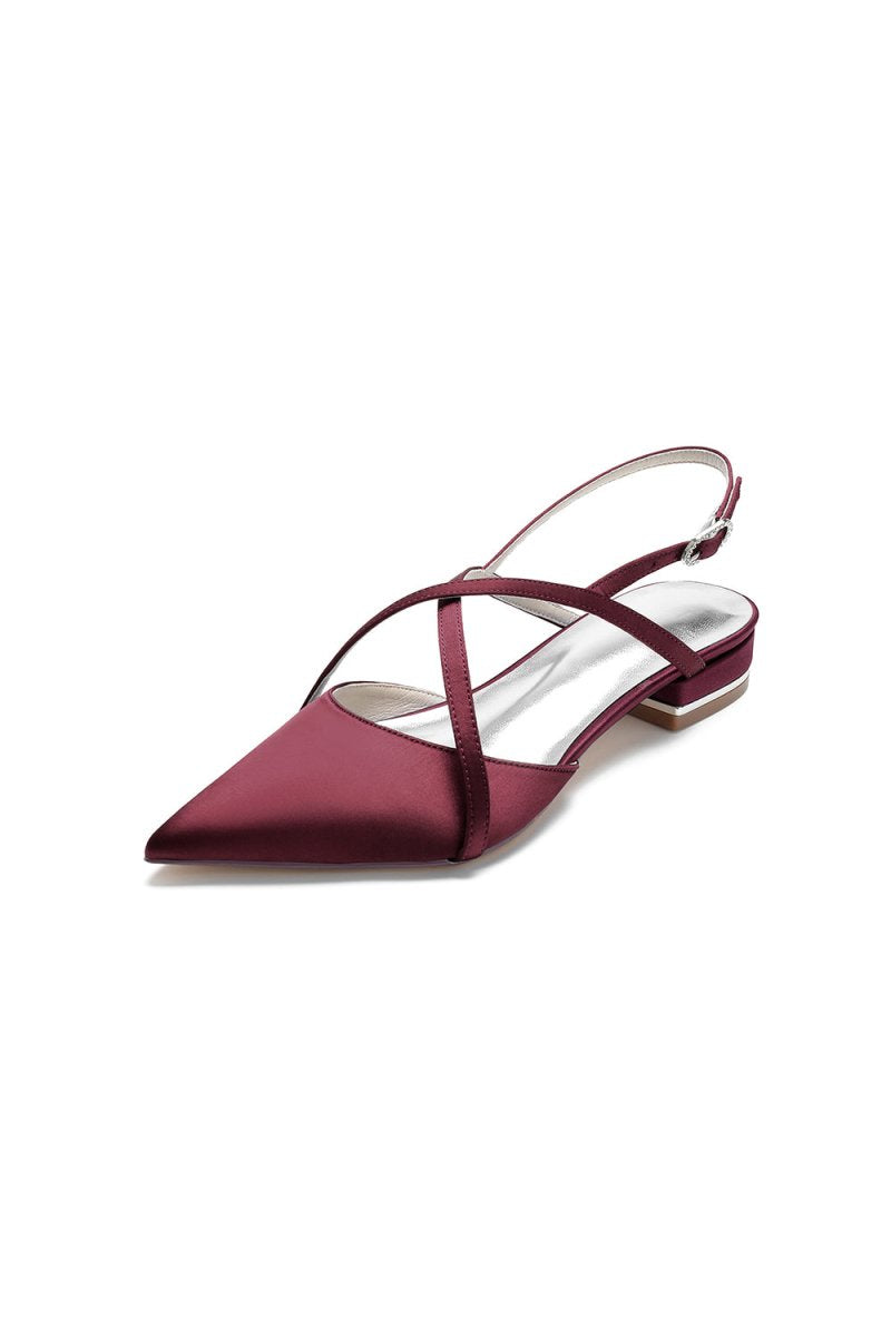 Simple Pointed Toe Ankle Straps Kitten Heels - KissProm