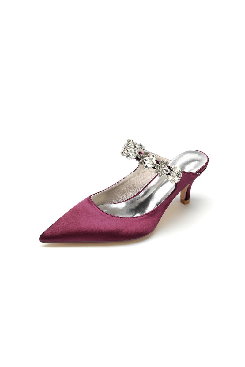 Beading Pointed Toe Rhinestone High Heels - KissProm