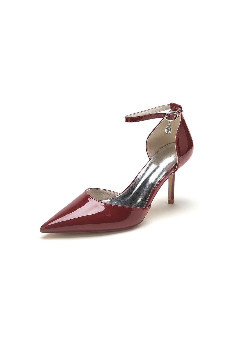 Pointed - Toe High Heels with Ankle Strap - KissProm