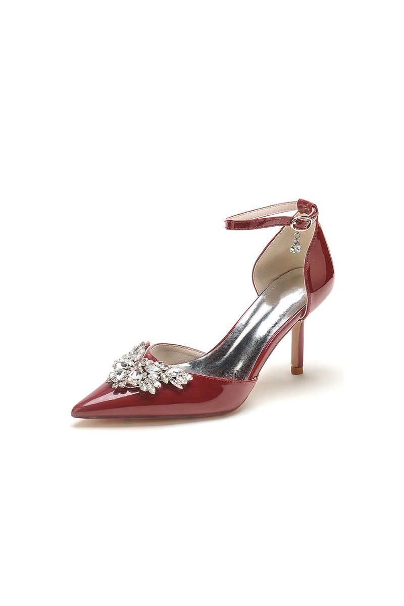 Black Elegant High Heels with Crystal Embellishment - KissProm