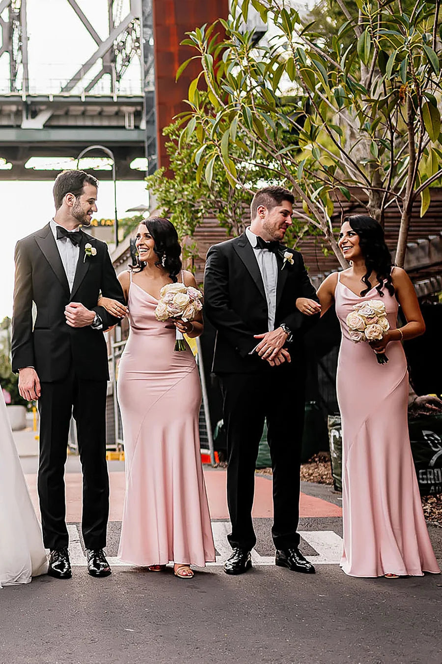Pink Sheath Spaghetti Straps Long Bridesmaid Dress - KissProm