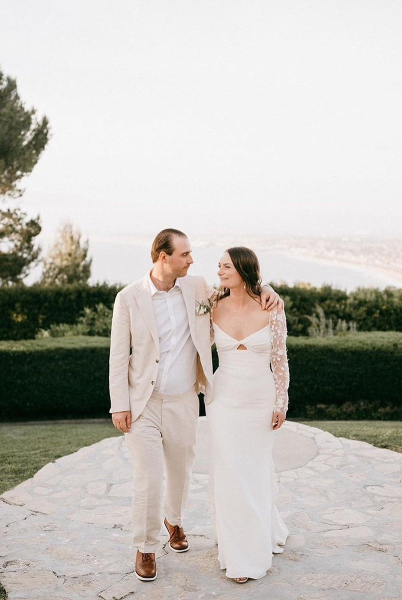 Fairy Mermaid Sweetheart Long Sleeves Satin Wedding Dresses with Appliques