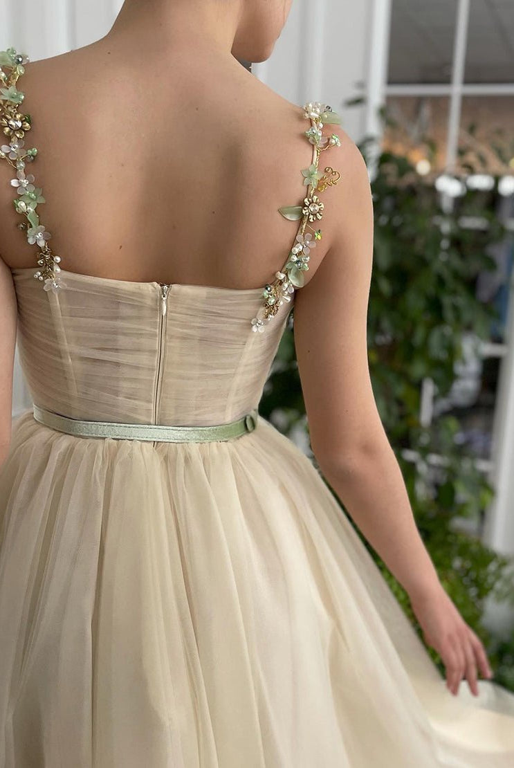 Ally | Apricot Homecoming Dress with Beading - KissProm