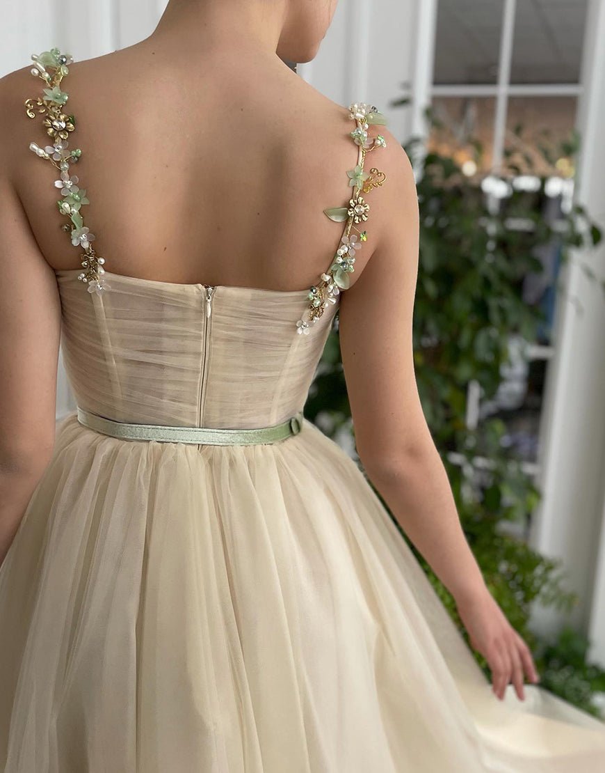 Ally | Apricot Homecoming Dress with Beading - KissProm