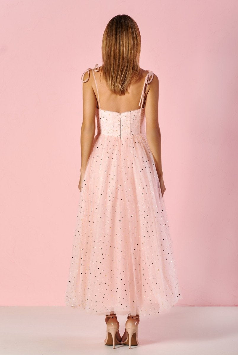 Sweetheart Neckline Starlit Cloar Maxi Length Tulle Prom Dress