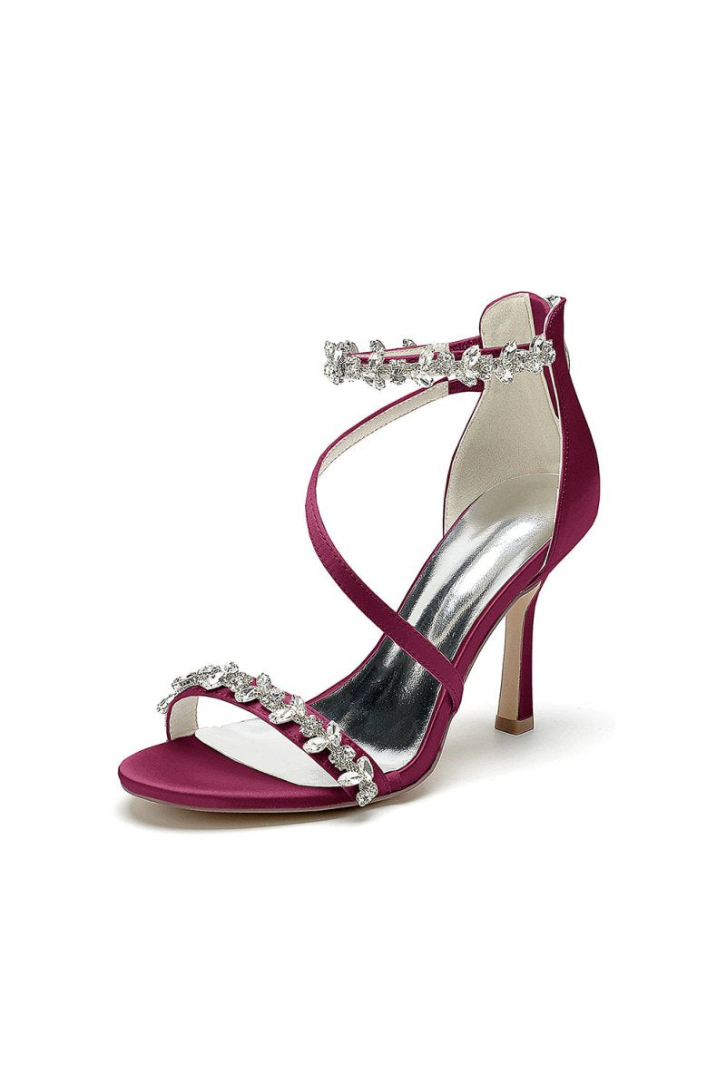 White Elegant High Heels with Crystal and Silver Accents