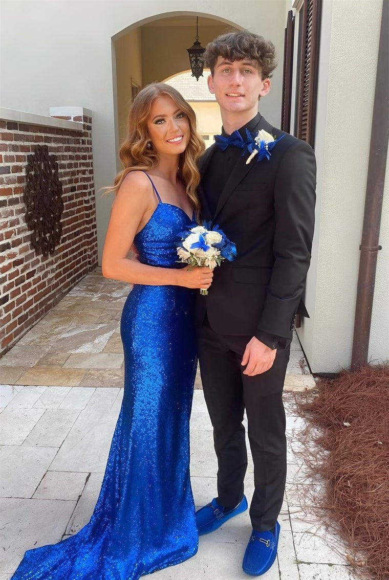 Araceli |Sheath Spaghetti Strap Sequin Prom Dress with Slit - KissProm