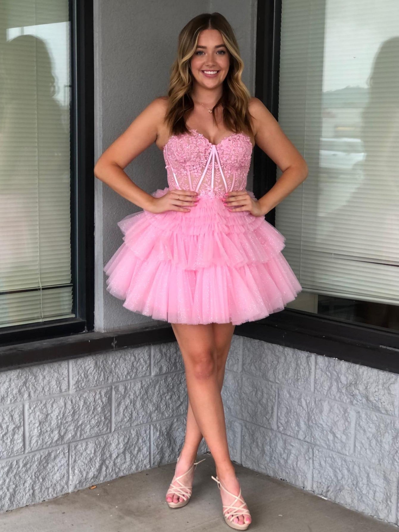 Ivy| A Line Sweetheart Homecoming Dress with Ruffles