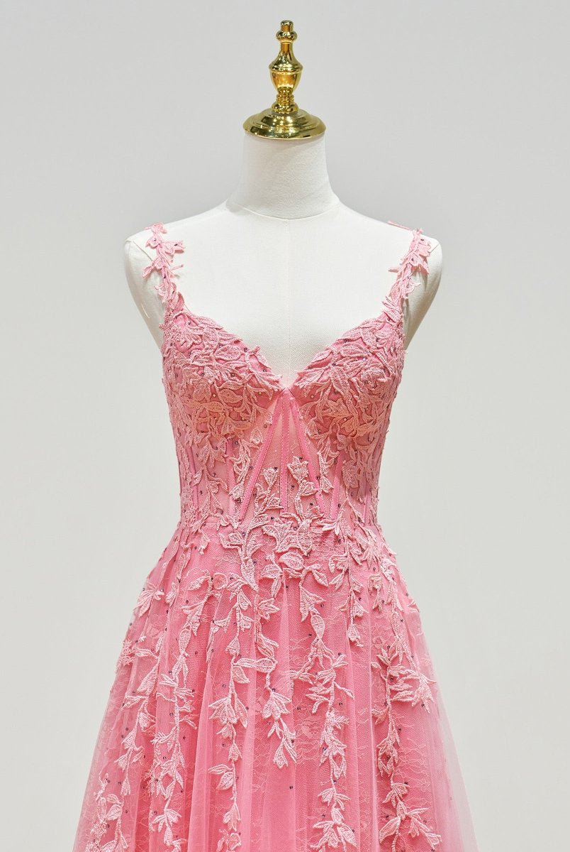 Mariana |A-line Sweetheart Lace Tulle Prom Dress with Slit