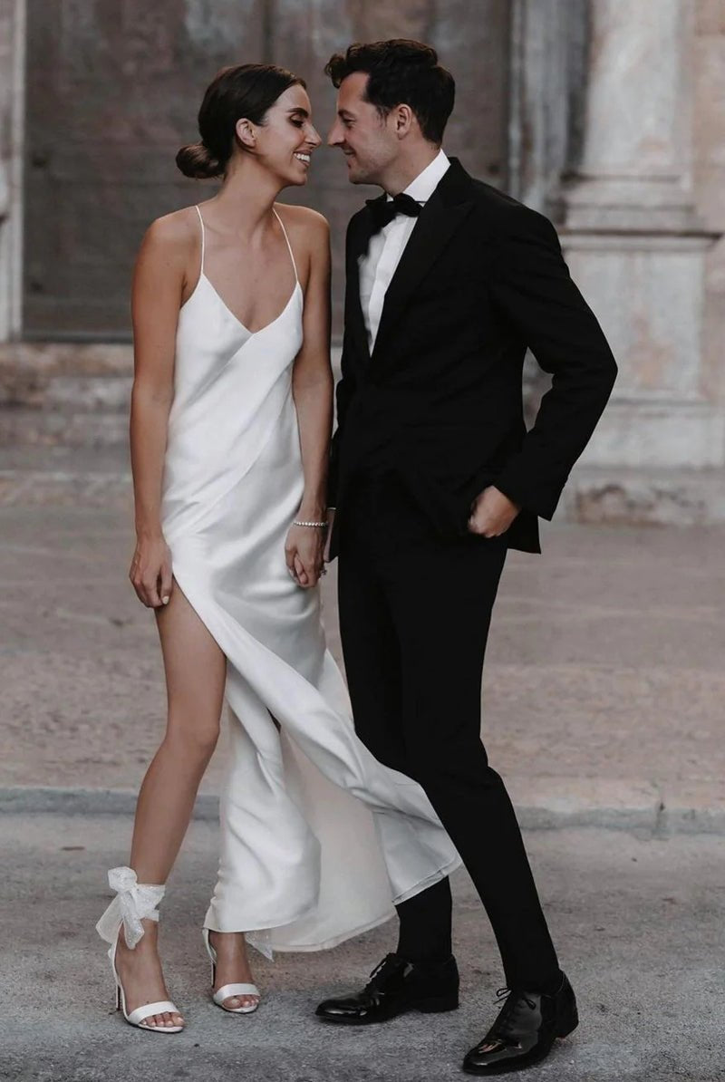 Jovana | Charming Sheath Silk Satin Wedding Dresses with Slit