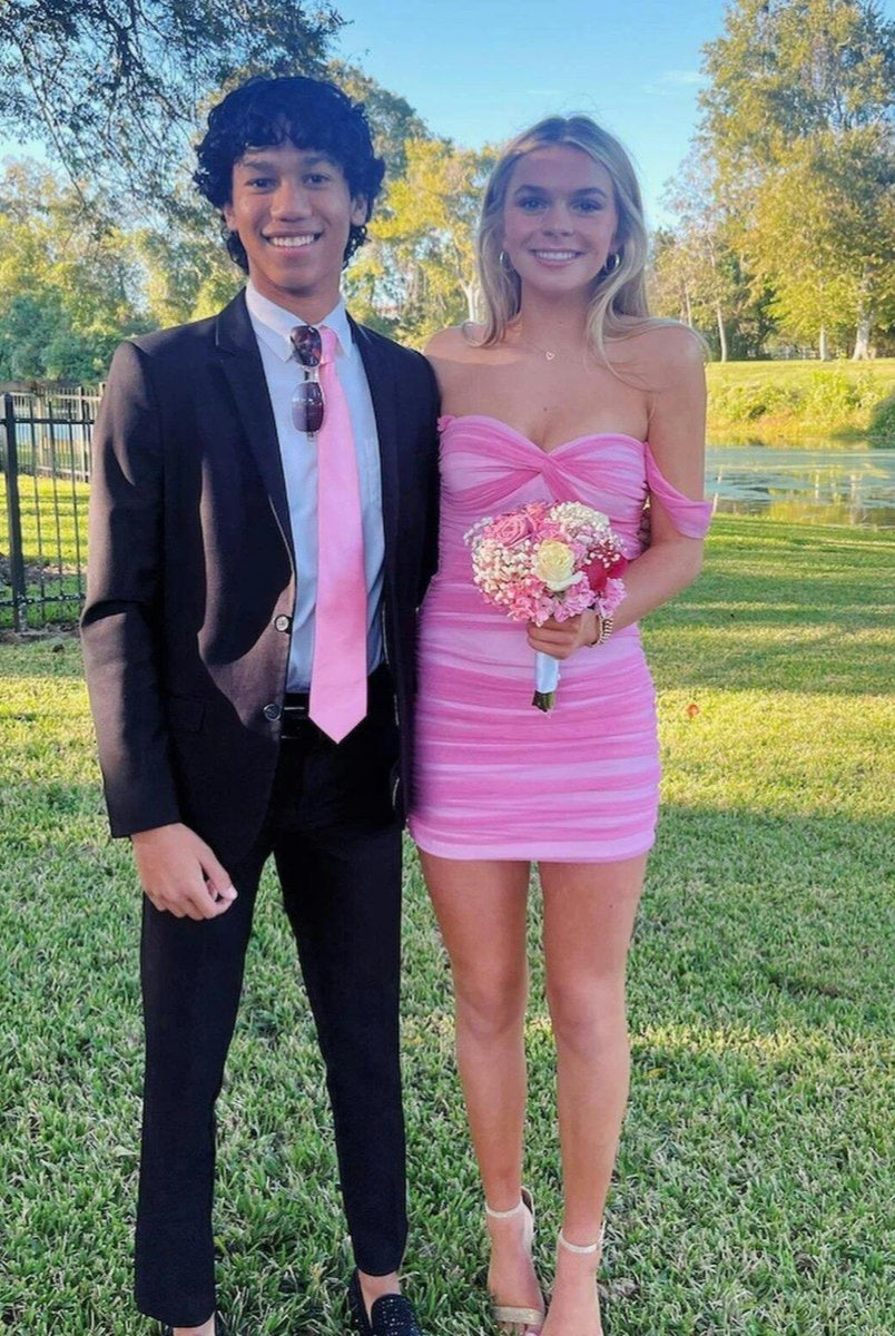 Anette | Pink - Off The Shoulder Tulle Short Homecoming Dresses