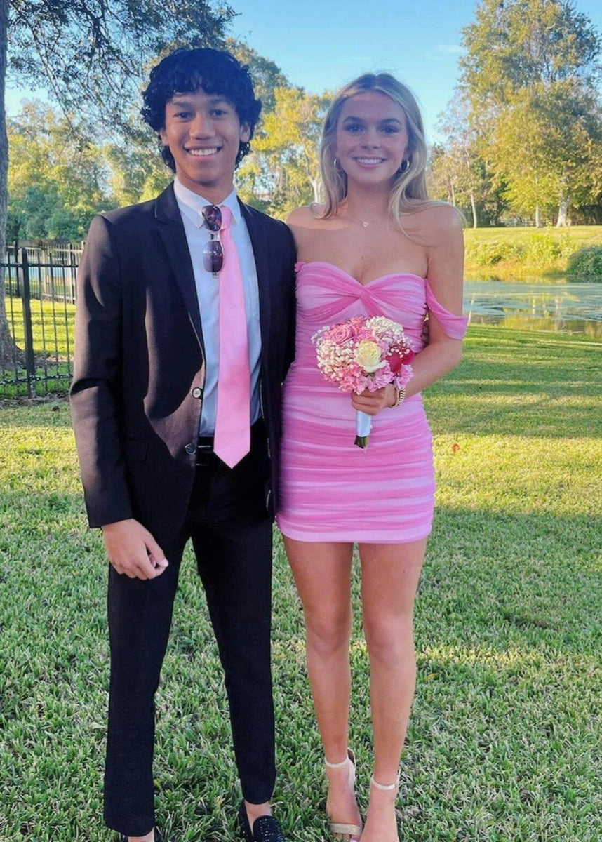 Anette | Pink - Off The Shoulder Tulle Short Homecoming Dresses