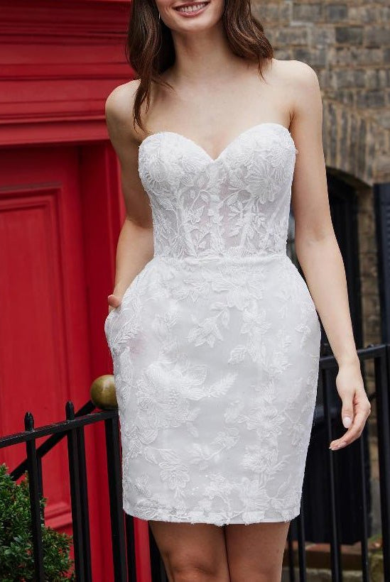 Sheath Column Sweetheart Lace Tulle Wedding Dresses With Bow(s)