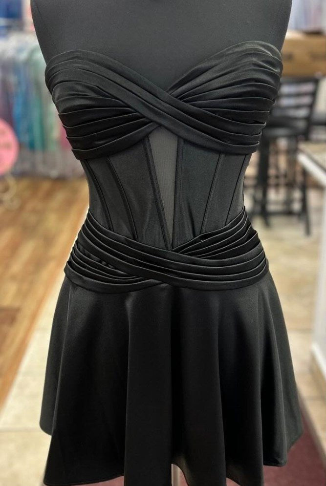 Tricia | Strapless Fuchsia A - line Pleated Homecoming Dress with Keyhole - KissProm