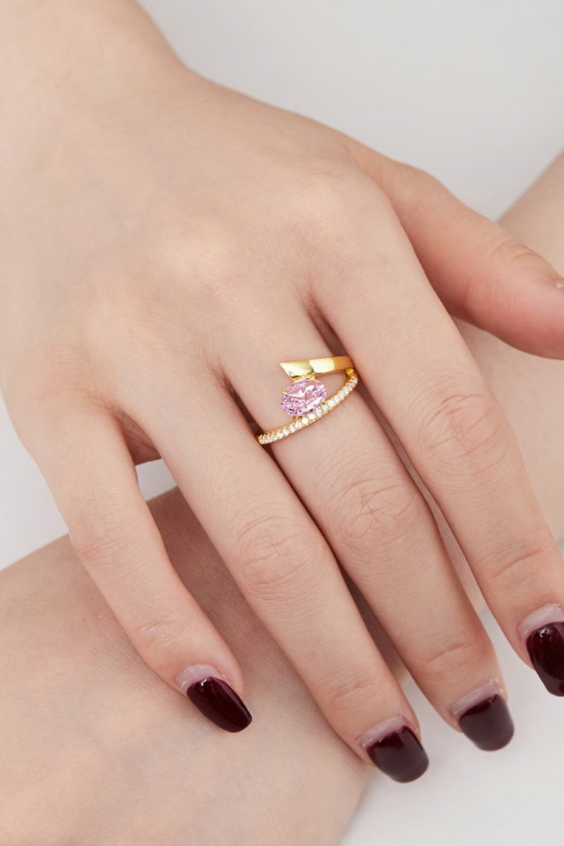 18k Gold Plated Radiant Oval Cut Gemstone Jewelry Ring