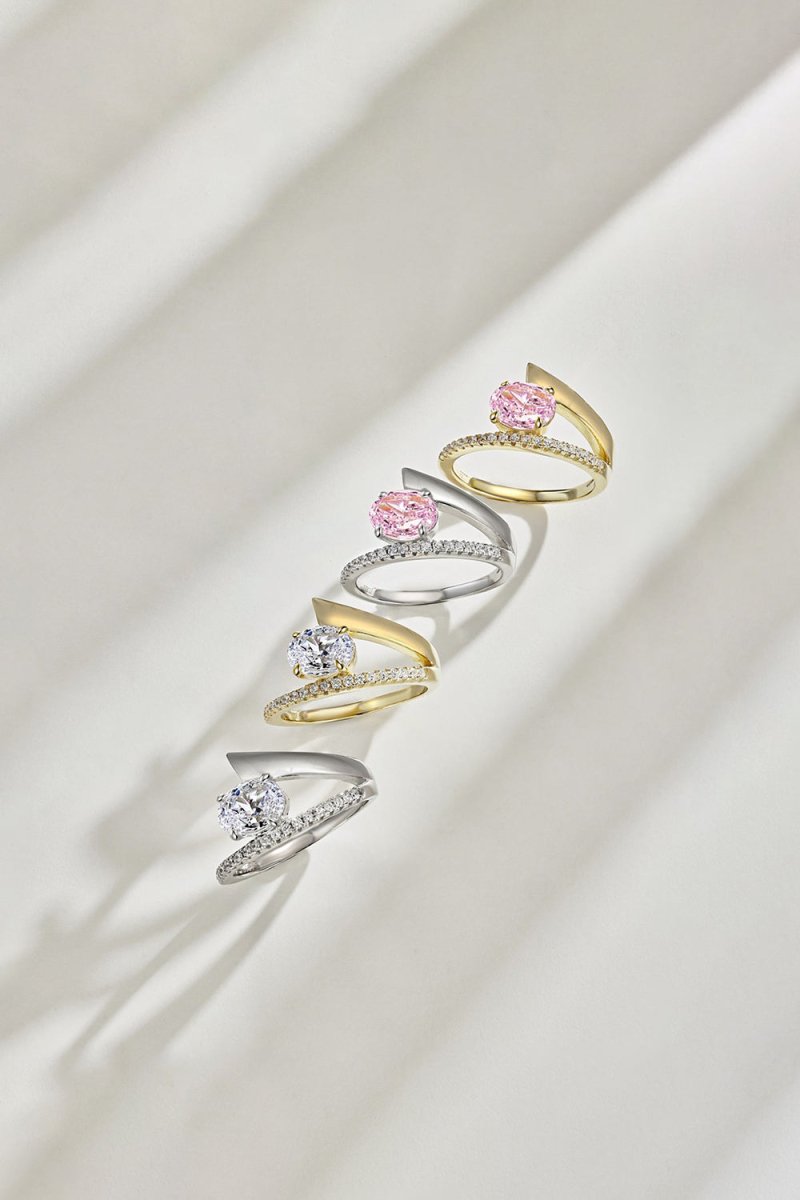 18k Gold Plated Radiant Oval Cut Gemstone Jewelry Ring