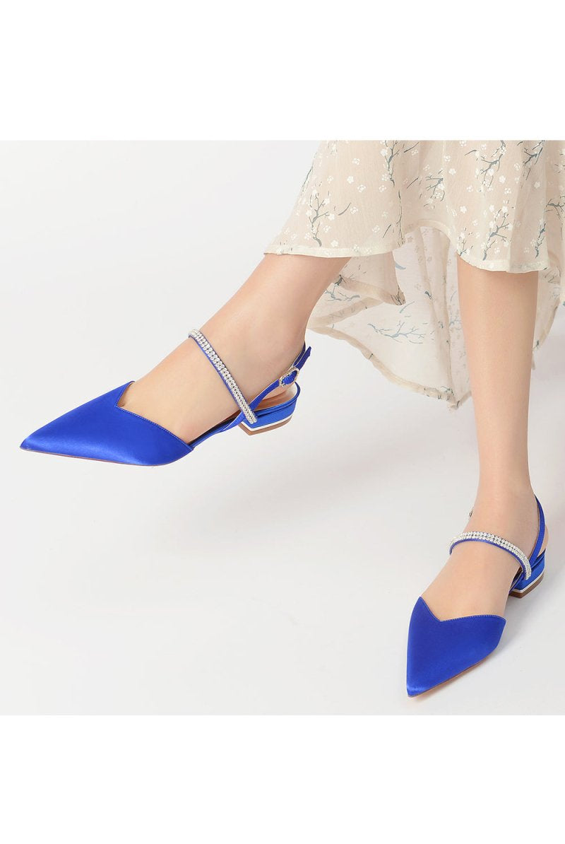 Diamond Pointed Toe Buckle Kitten Heels - KissProm