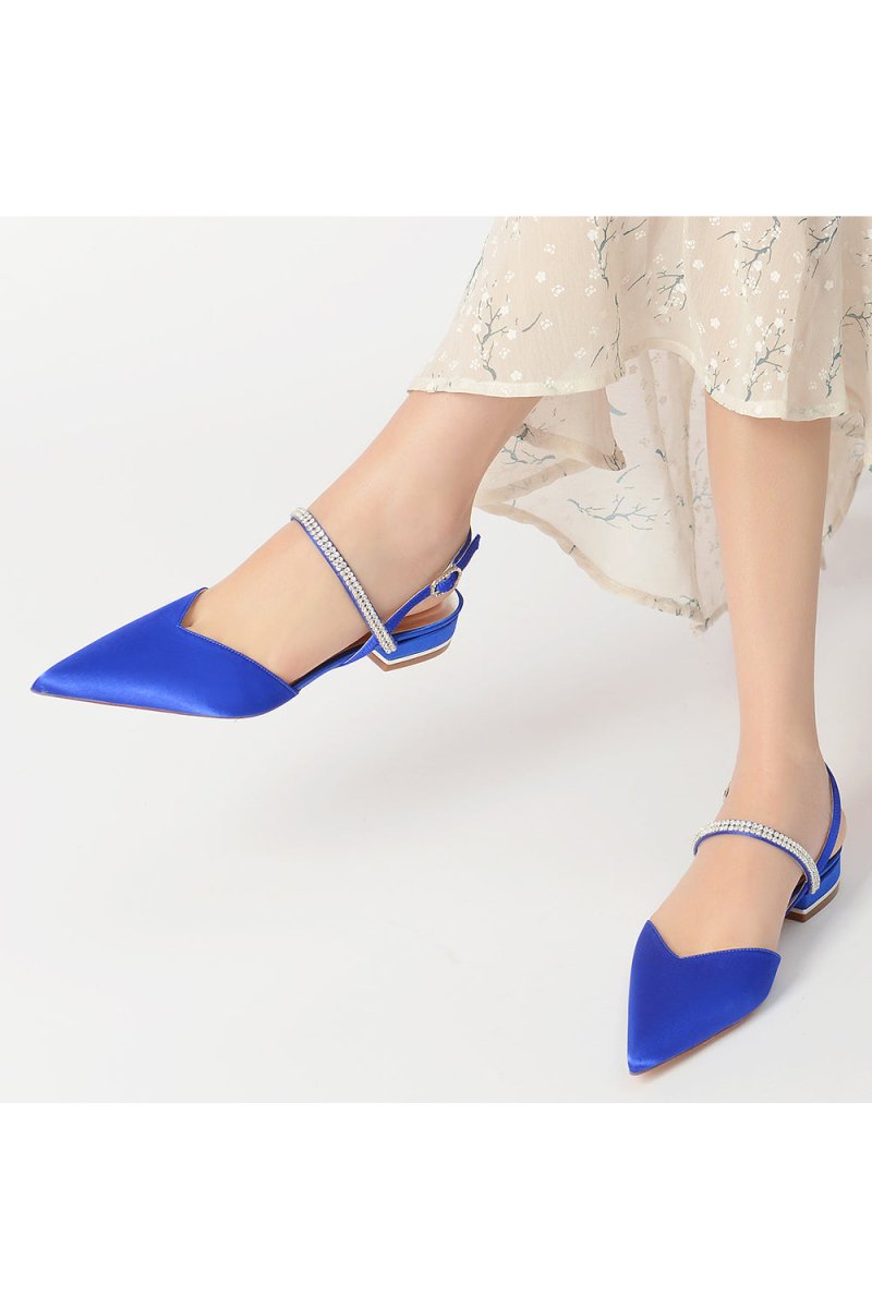 Diamond Pointed Toe Buckle Kitten Heels - KissProm