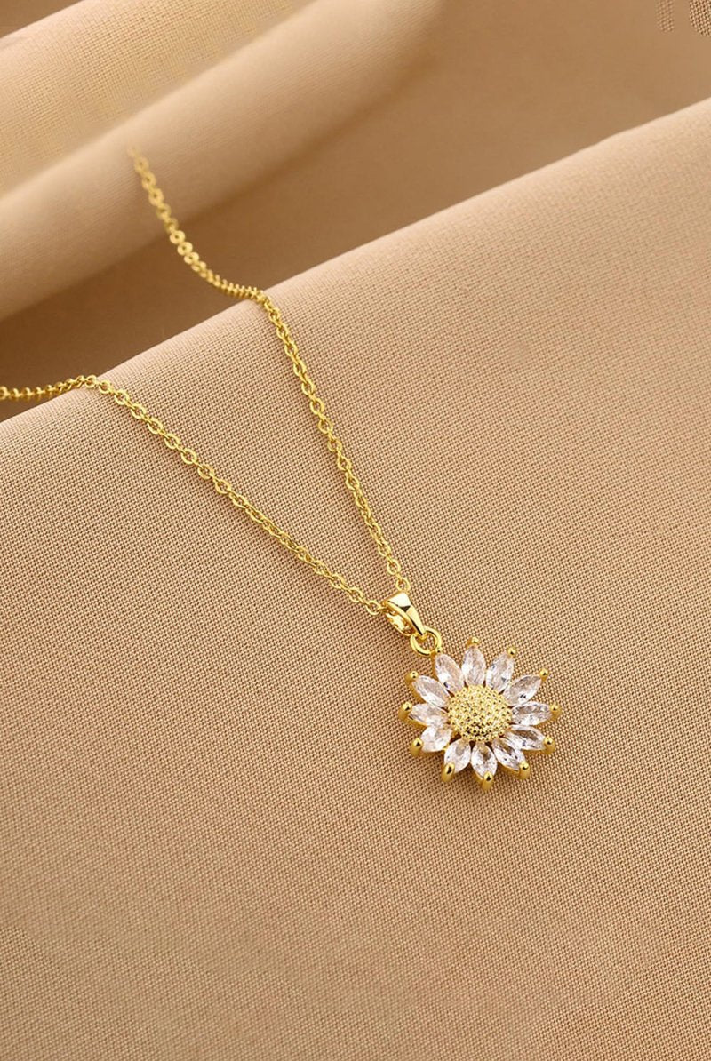 Sunflower Pendant Zircon Necklace - KissProm