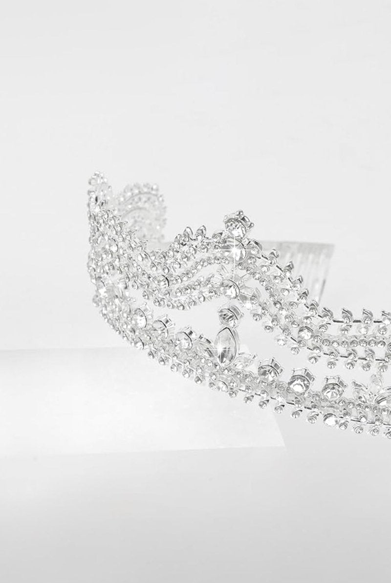 Crystal - Embellished Tiara in Silver Tone - KissProm