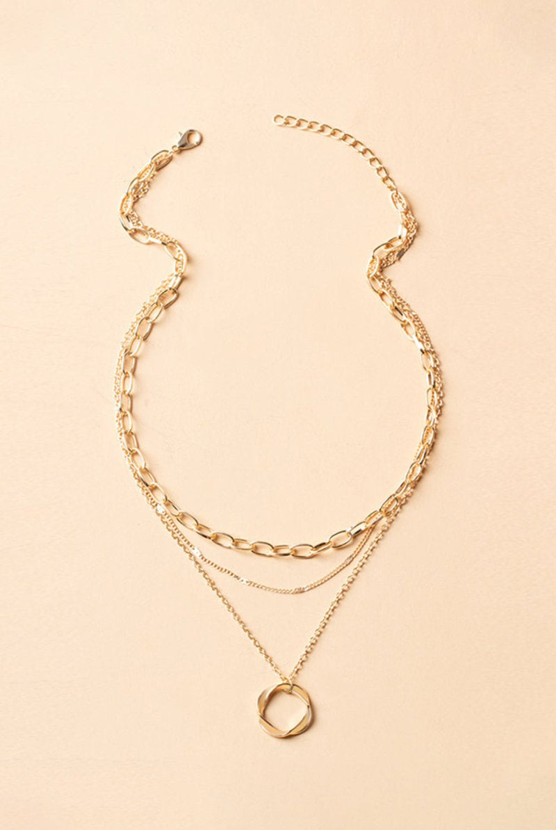 Simple Hoop Double Layer Necklace - KissProm