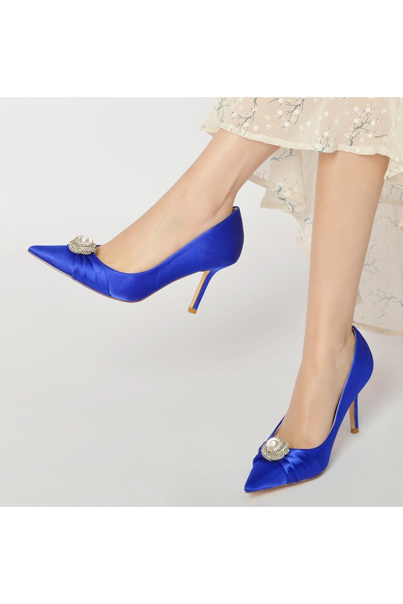 Cocktail Pointed Toe Crystal High Heels - KissProm