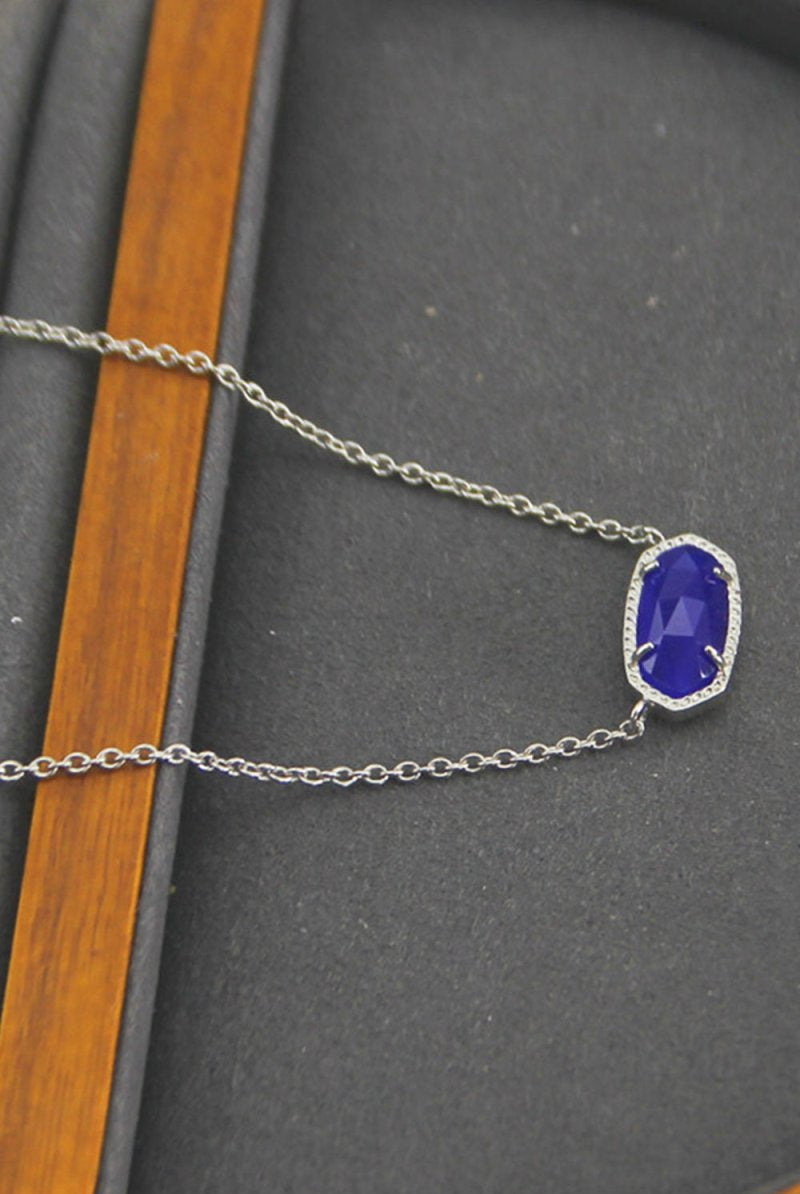 Blue Oval Pendant Necklace - KissProm