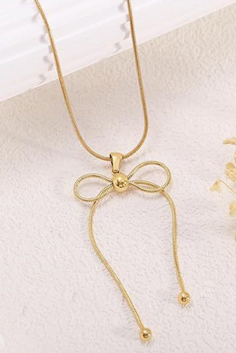 Gold Bow Pendant Necklace - KissProm