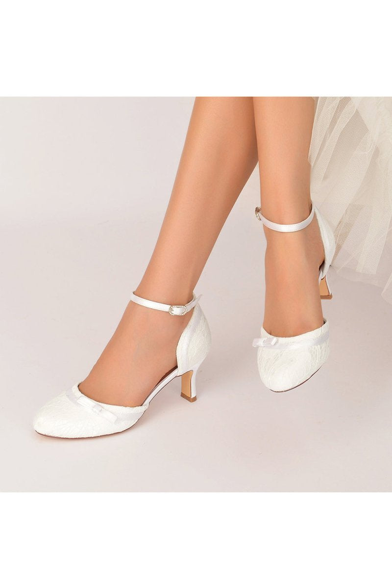 Chic White Lace Pointed - Toe Heels with Silver Heel - KissProm