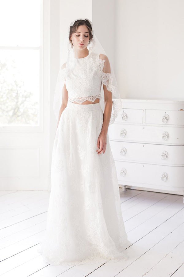 Vintage Tulle With Lace Handmade Appliques Wedding Veils - KissProm