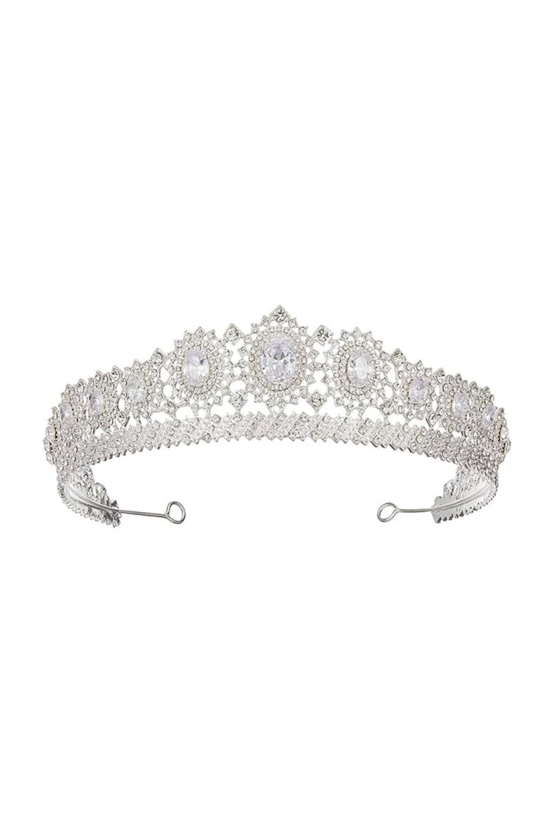 Silver Rhinestone Queen Crown - KissProm