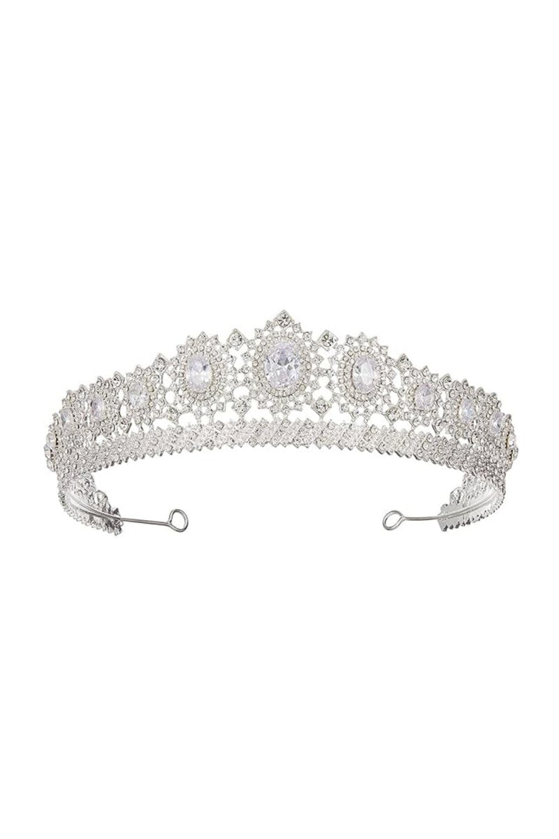 Silver Rhinestone Queen Crown - KissProm