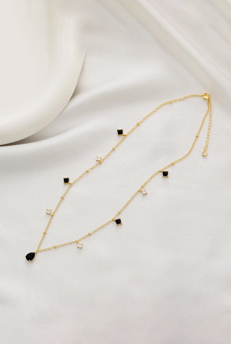 Teardrop Zircon Tassel Necklace