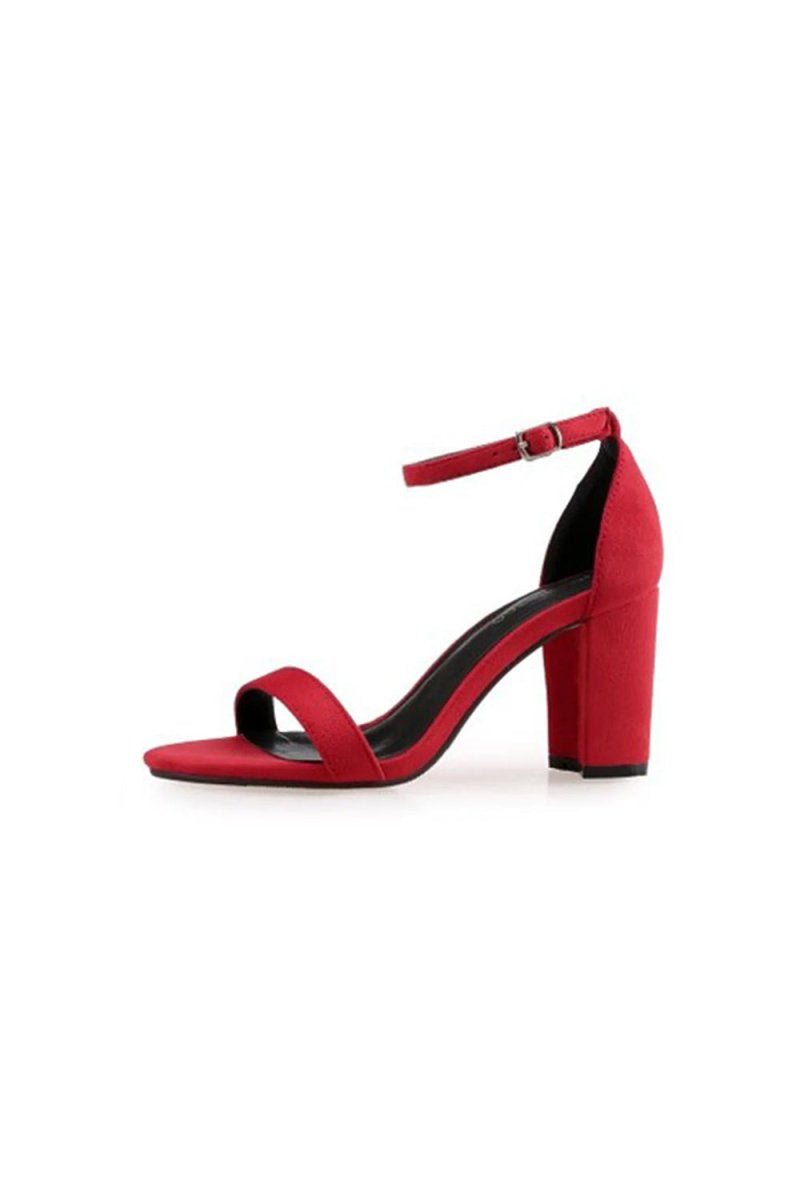 Outdoor Peep Toe Chunky Heel Suede Shoes With Ankle Strap Buckle - KissProm