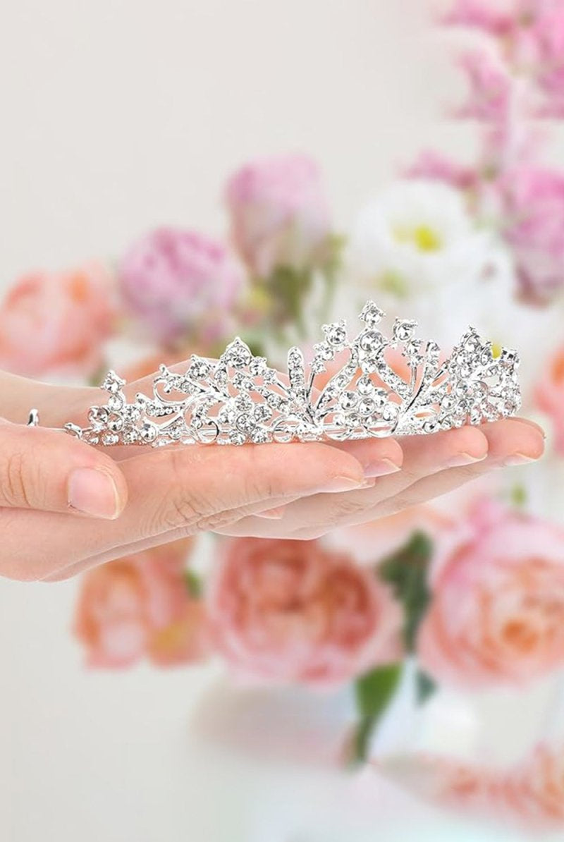 Silver Rhinestones Princess Crown - KissProm