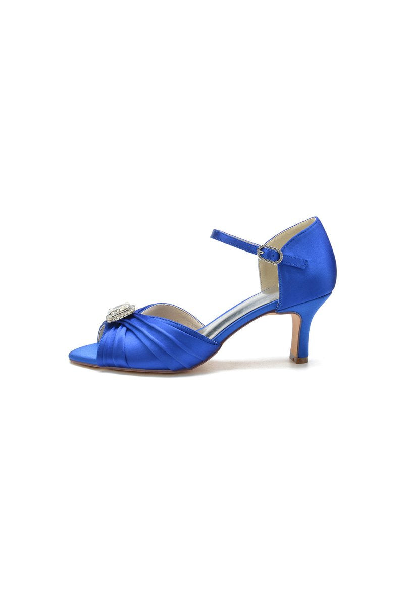 Elegant Blue Pump with Silver Buckle Accent - KissProm