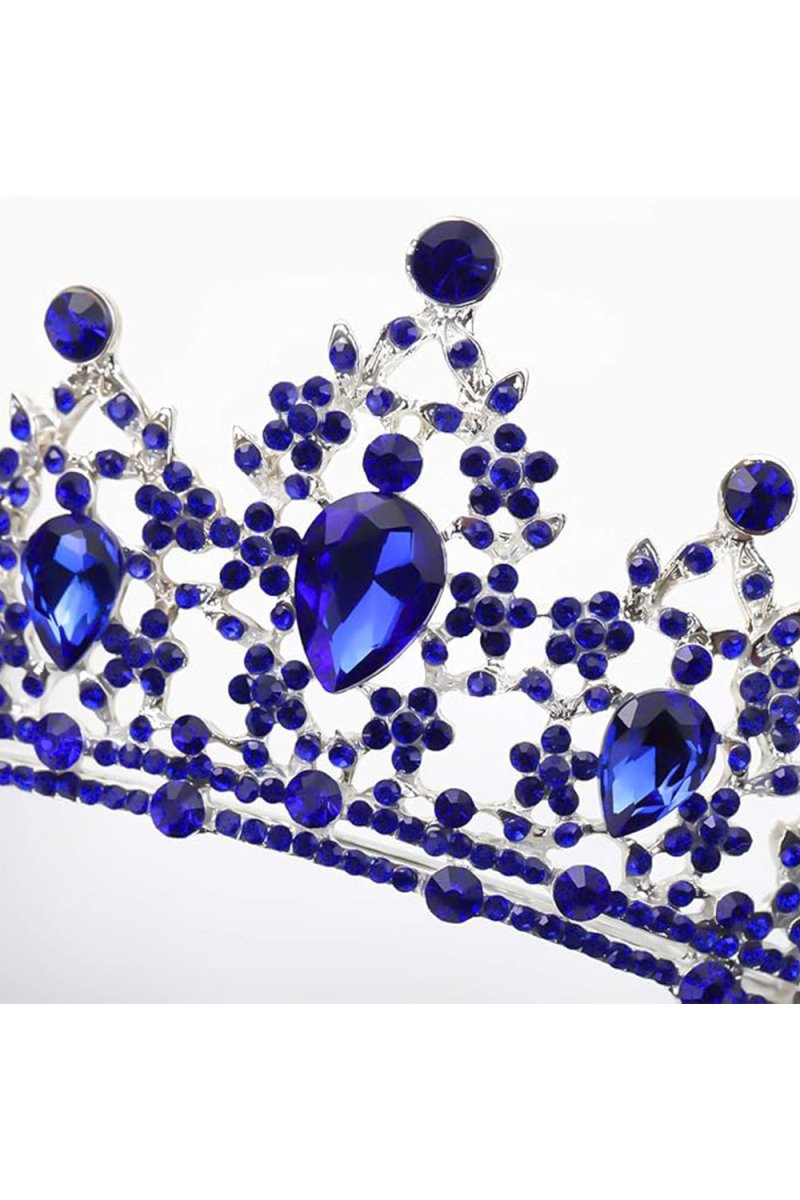 Crystal - Embellished Tiara in Blue Tone - KissProm