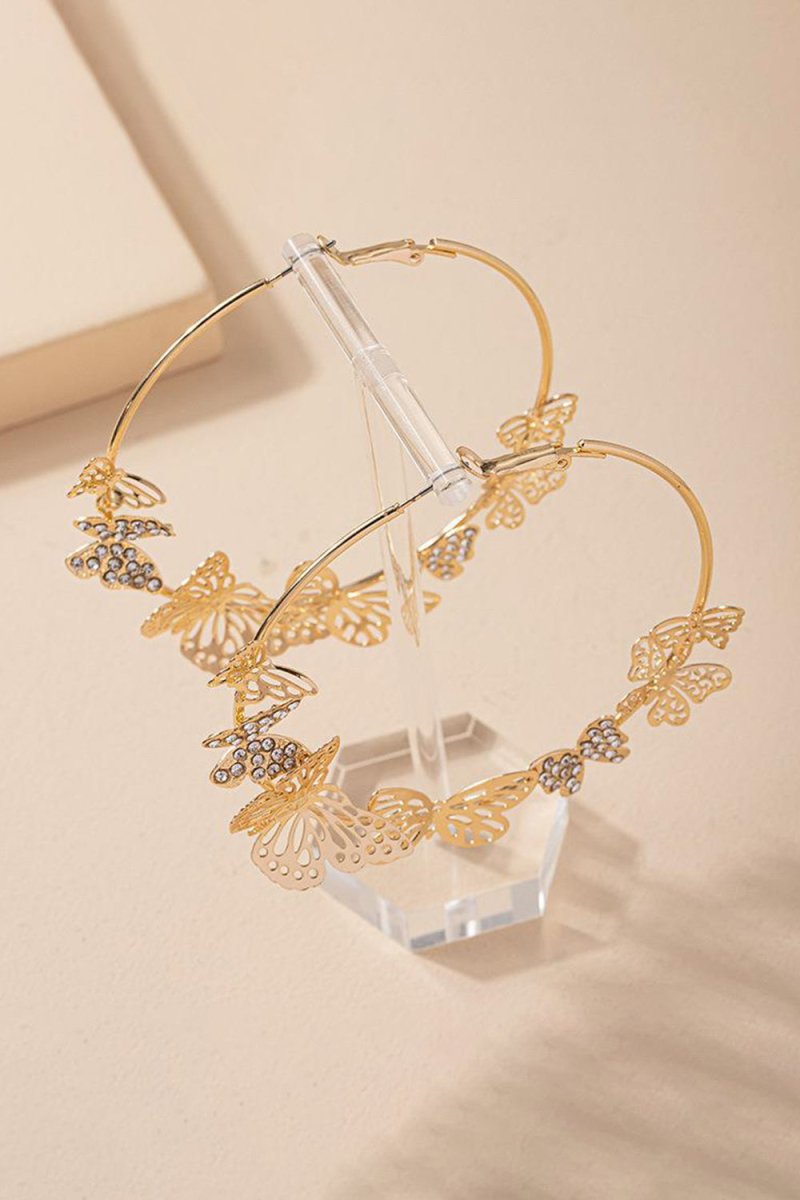 Butterfly Hoop Earrings Gold - KissProm