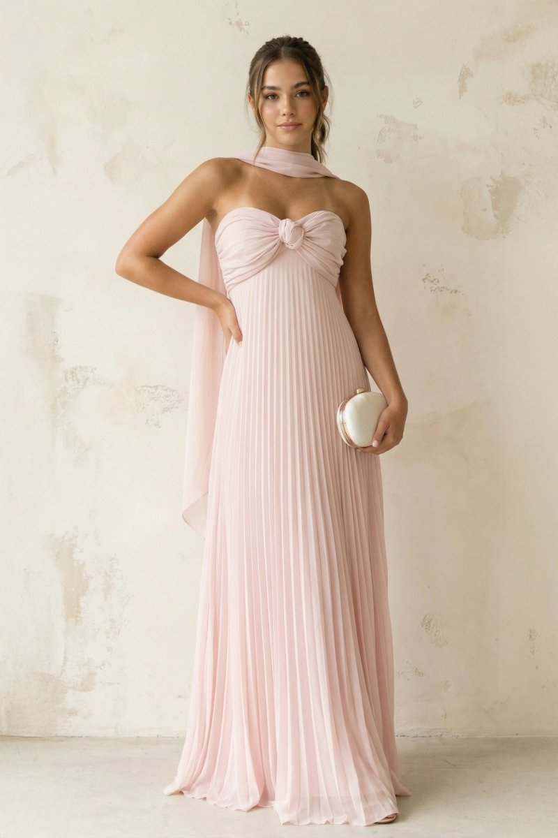 KissProm A Line Light Pink Sweetheart Chiffon Long Prom Dress, Pink / 8