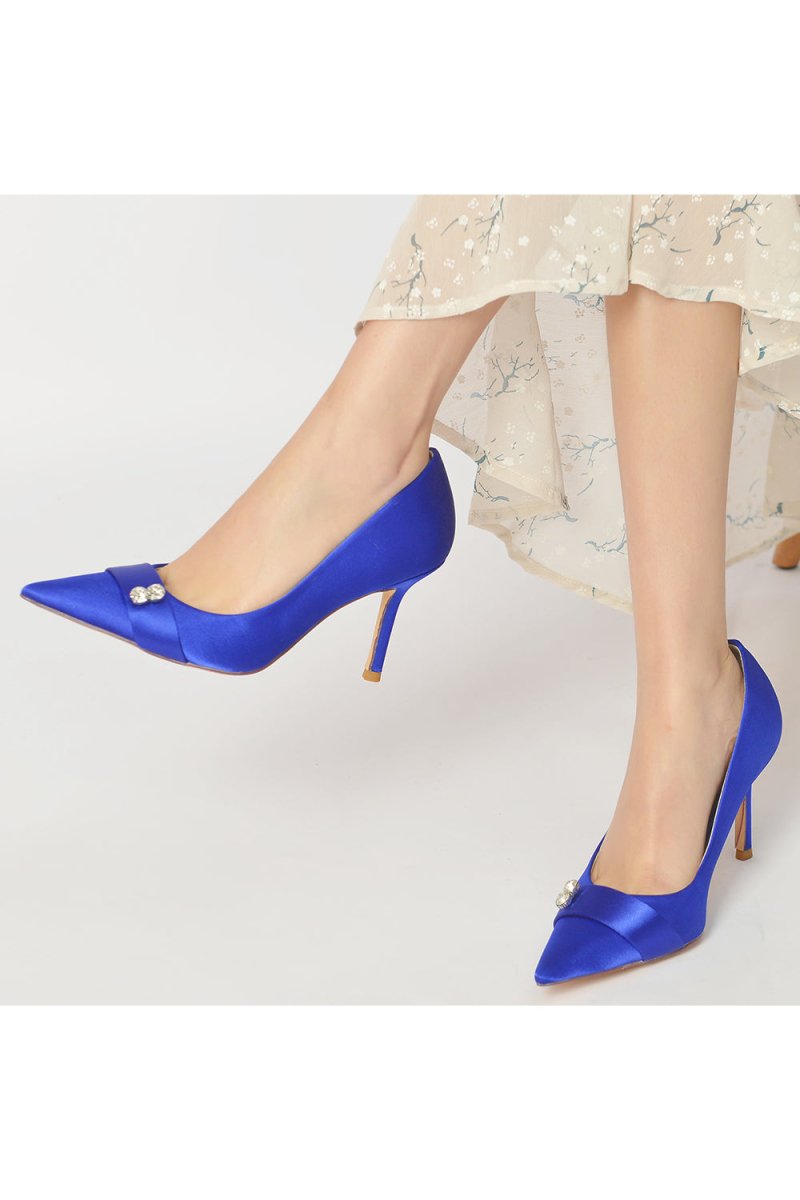 Pointed Toe Crystal High Heels Party Shoes - KissProm