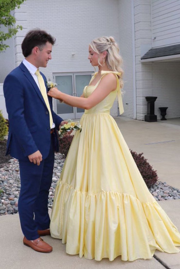 Kamilah| Red Sweetheart Bow Strap A-Line Long Prom Dress