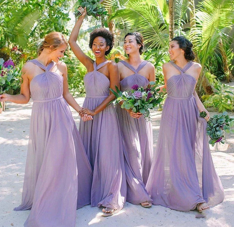 A Line Lavender Chiffon Pleats Long Bridesmaid Dresses Lavender / 10 A Line Lavender Chiffon Pleats Long Bridesmaid Dresses Lavender / 10