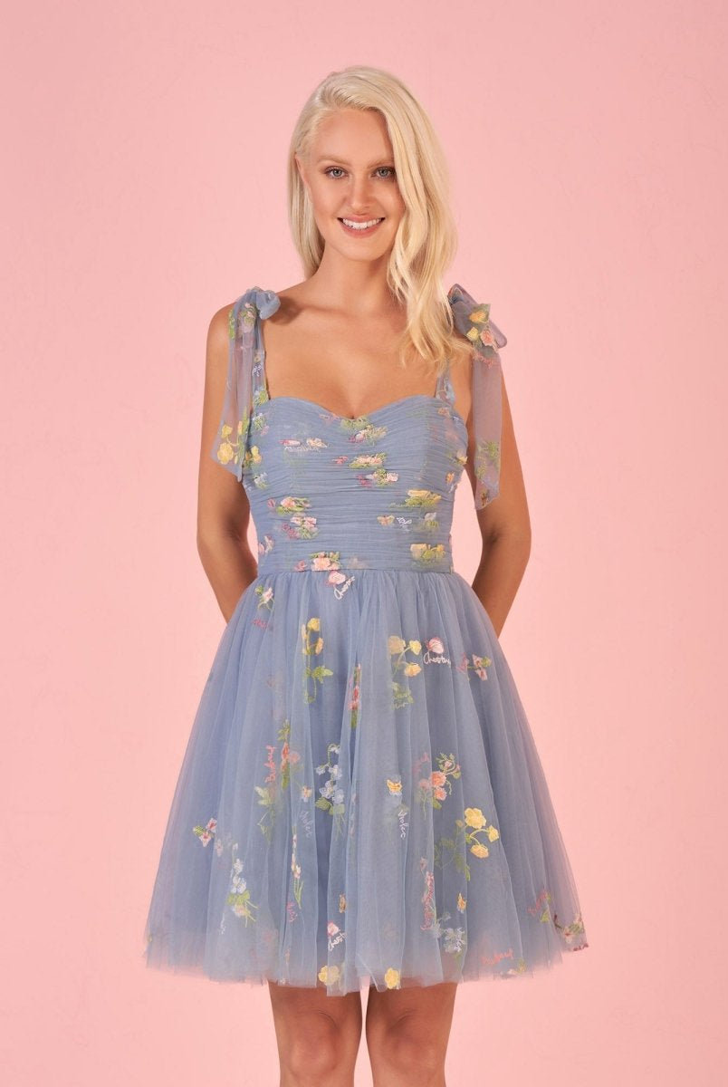 Claire | Aline Short Sweetheart Tulle Floral Homecoming Dress