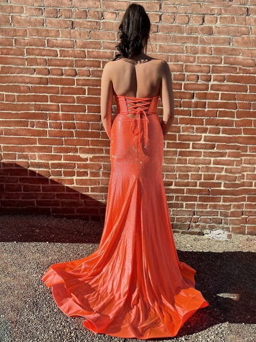 Telah | Glitter Mermaid Yellow Sweetheart Cut-out Long Prom Dress with Beading